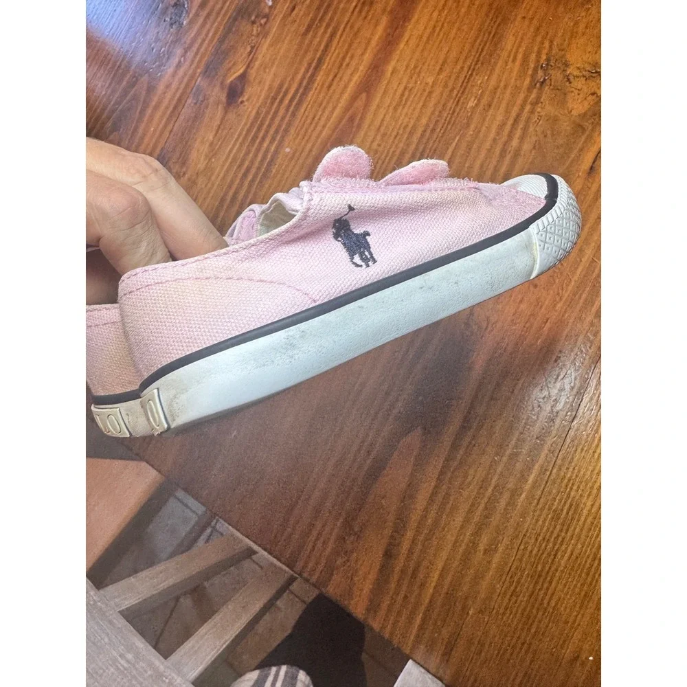 Polo Ralph Lauren Kids Pink Canvas Velcro Sneakers Shoes Size 10 Toddler